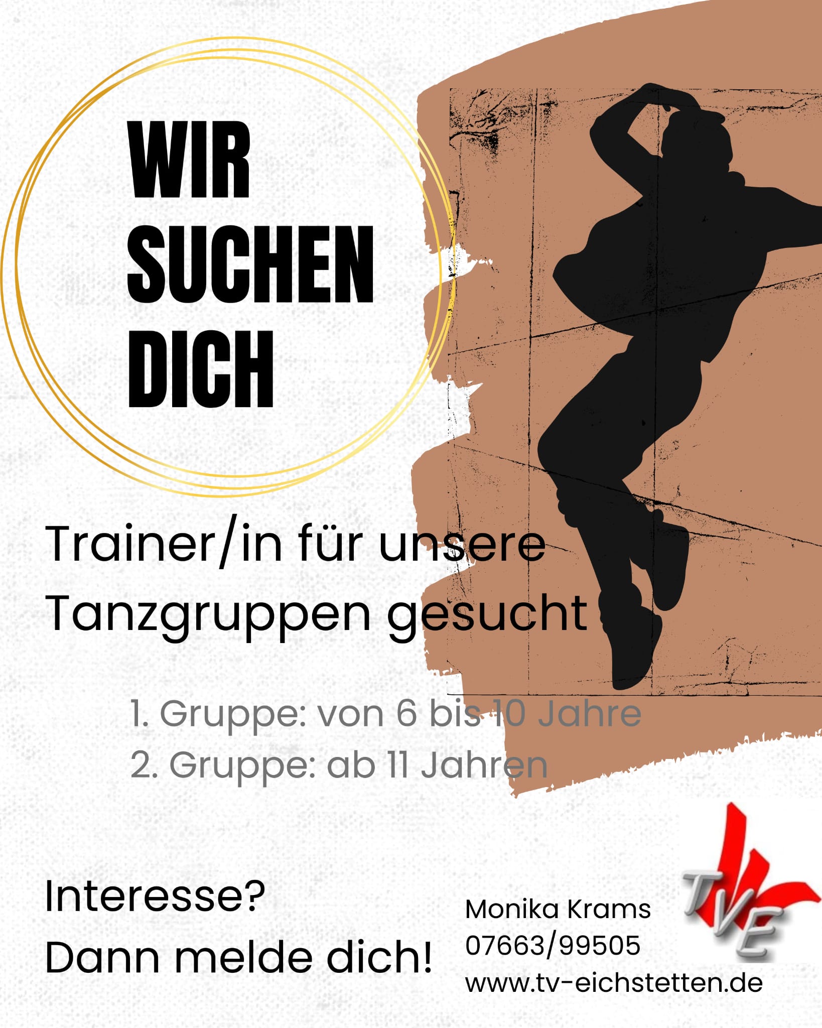 Trainer in für unsere Tanzgruppen gesucht. 1. Gruppe: von 6 bis 10 Jahre 2. Gruppe: ab 11 Jahren